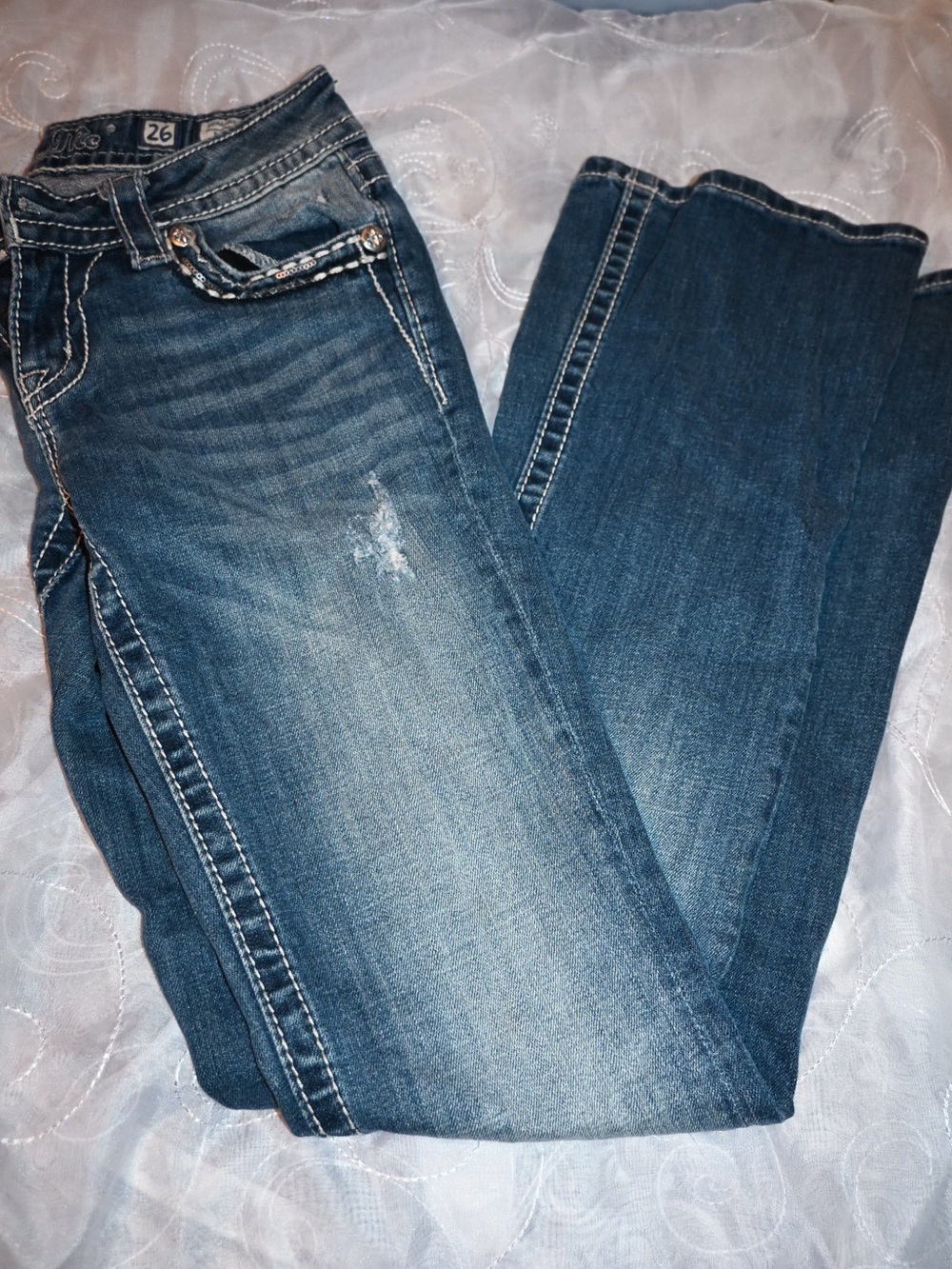 Miss Me Women's Blue Bootcut Jeans with Contrast Stitching